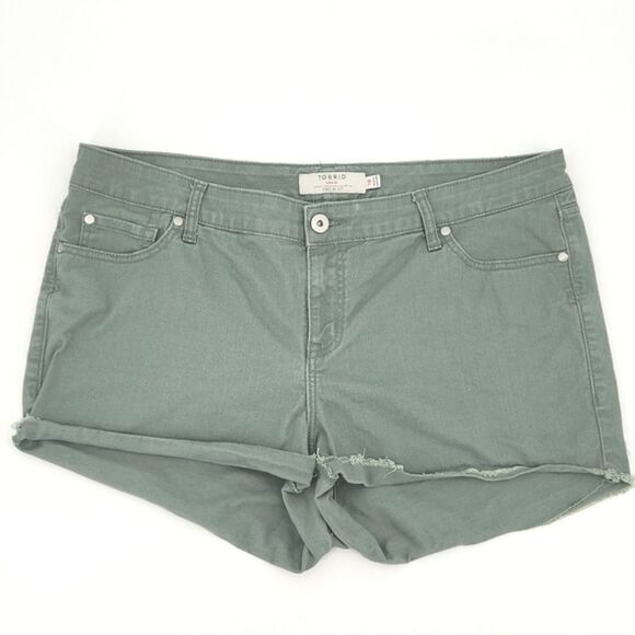 torrid Pants - Torrid Jean Shorts Women Plus Size 18 Olive Green Travel Vacation Goblincore